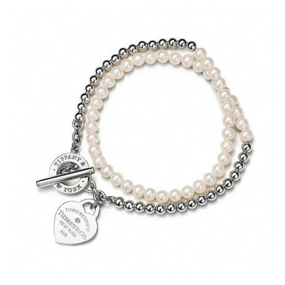 [⭐Sparkve Jewels]RETURN TO TIF HEART TAF BEAD PEARL BRACELET