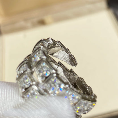 [⭐Sparkve]SERPENTI DOUBLE RING SILVER DIAMOND PAVED