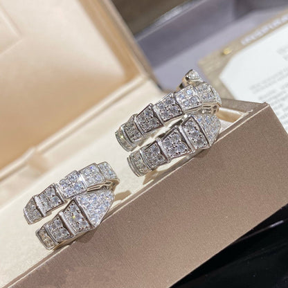 [⭐Sparkve]SERPENTI DOUBLE RING SILVER DIAMOND PAVED