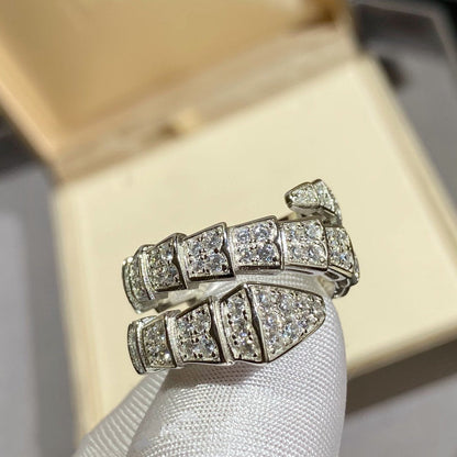 [⭐Sparkve]SERPENTI DOUBLE RING SILVER DIAMOND PAVED
