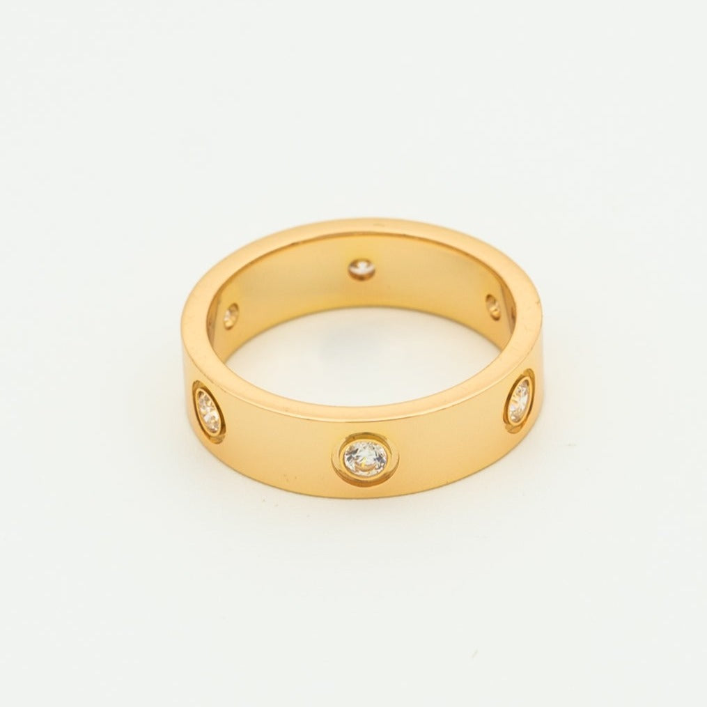 [⭐Sparkve]LOVE RING 5.5MM 6 DIAMONDS PINK GOLD