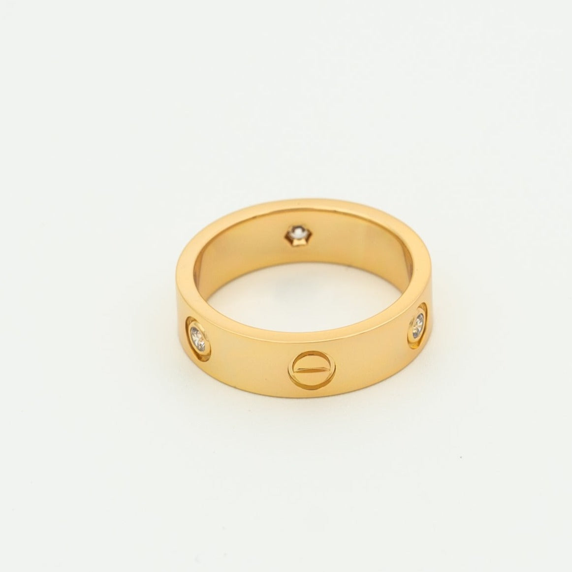 [⭐Sparkve]LOVE RING 5.5MM 3 DIAMONDS PINK GOLD