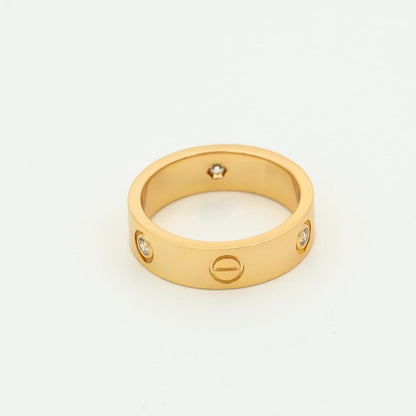 [⭐Sparkve]LOVE RING 5.5MM 3 DIAMONDS PINK GOLD