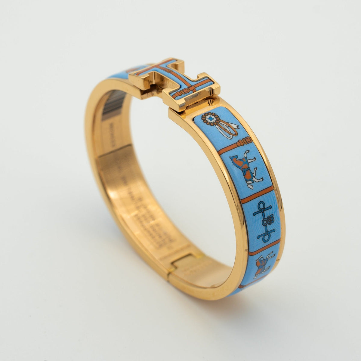 [⭐Sparkve]H PINK GOLD BRACELET BLUE CERAMIC