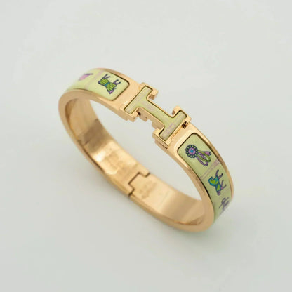 [⭐Sparkve]H PINK GOLD BRACELET CREAM CERAMIC