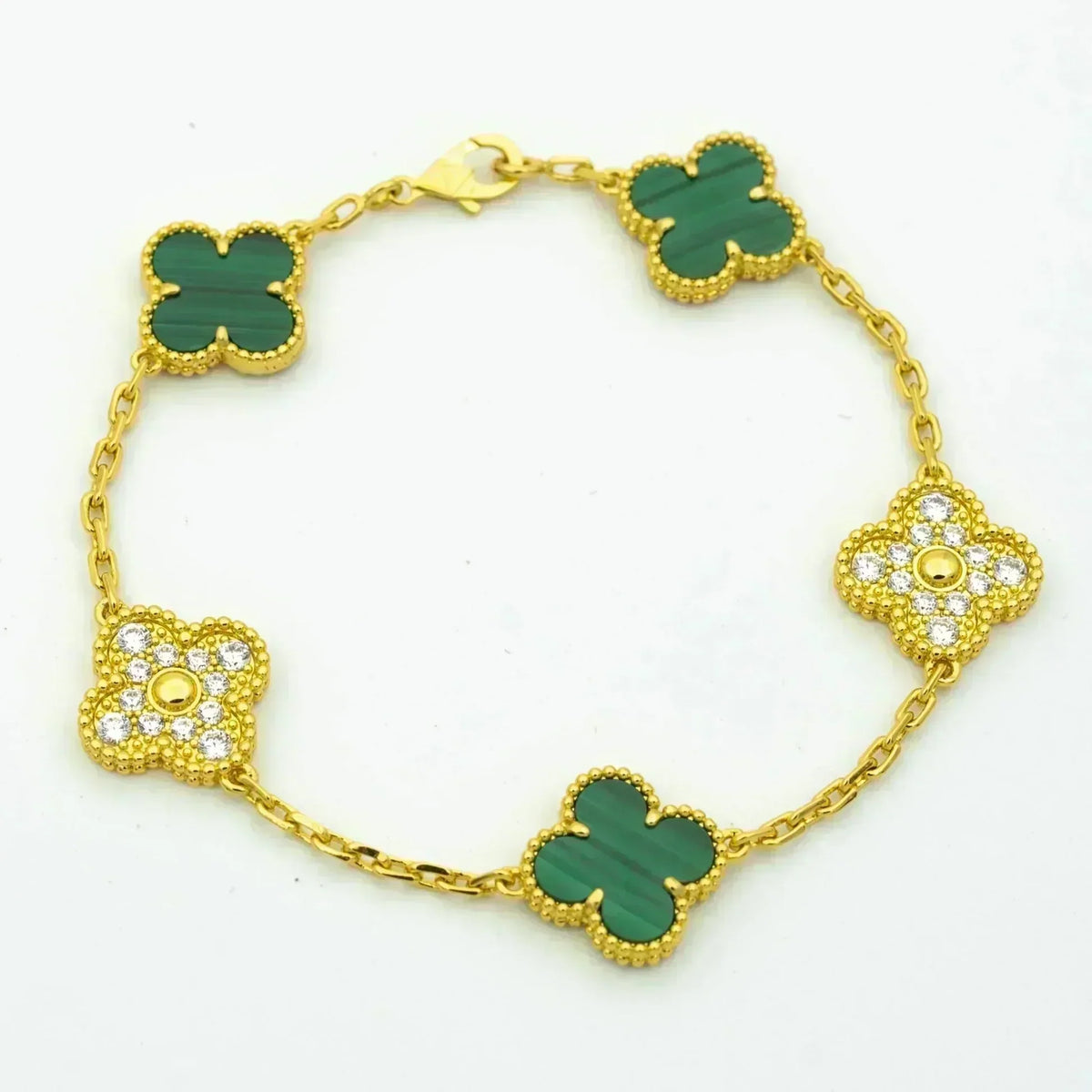 [⭐Sparkve] CLOVER 5 MOTIF MALACHITE BRACELET COLLECTION