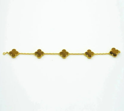 [⭐Sparkve] CLOVER 5 MOTIFS TIGER EYE BRACELET COLLECTION