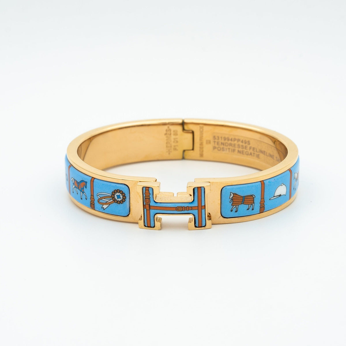 [⭐Sparkve]H PINK GOLD BRACELET BLUE CERAMIC