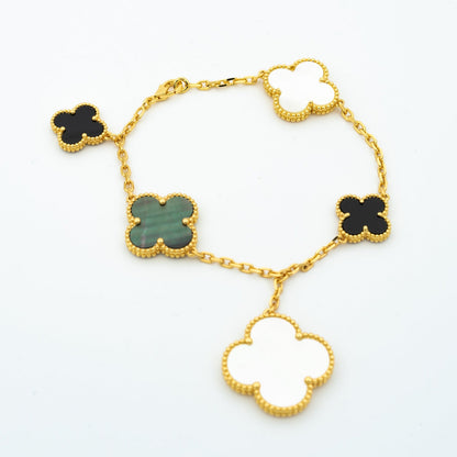 [⭐Sparkve]CLOVER BRACELET 5 MOTIFS ONYX MOP