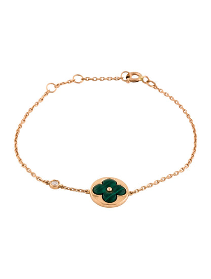 [⭐Sparkve]SUN MALACHITE 1 DIAMOND PINK GOLD BRACELET