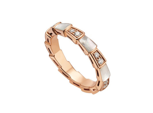 [⭐Sparkve]SERPENTI RING PINK GOLD DIAMOND MOP 3MM