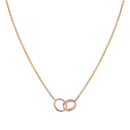 [⭐Sparkve]LOVE NECKLACE DOUBLE RING PINK GOLD