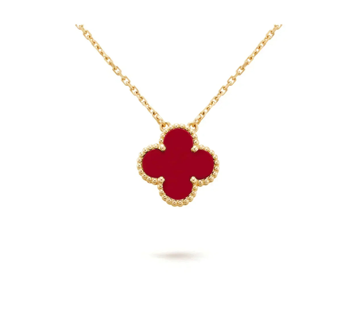 [⭐Sparkve]CLOVER 15MM CARNELIAN SINGLE FLOWER NECKLACE