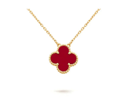 [⭐Sparkve]CLOVER 15MM CARNELIAN SINGLE FLOWER NECKLACE
