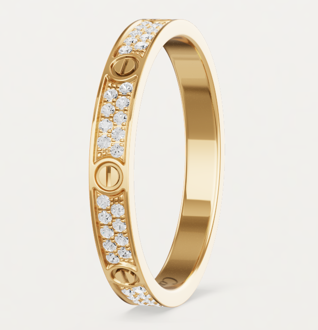 [⭐Sparkve]LOVE RING 2.6mm-wide full-diamond ring Gold