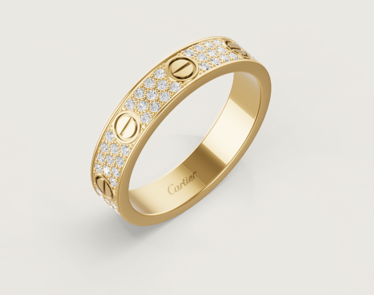 [⭐Sparkve]LOVE RING 4mm-wide full-diamond ring GOLD