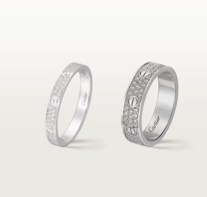 [⭐Sparkve]LOVE RING 4mm-wide full-diamond ring silver