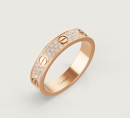 [⭐Sparkve]LOVE RING 4mm-wide full-diamond ring Rose Gold