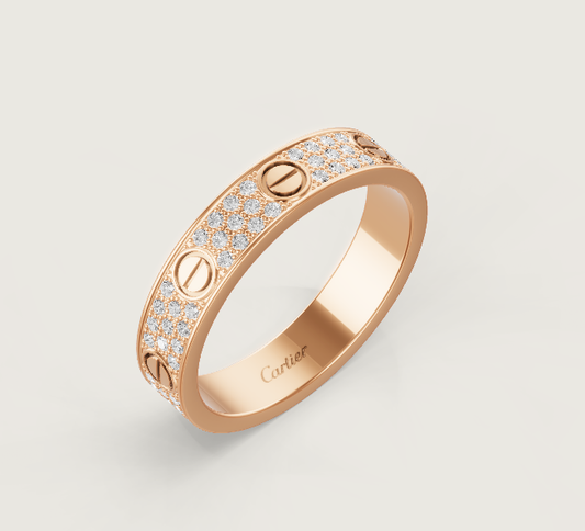 [⭐Sparkve]LOVE RING 4mm-wide full-diamond ring Rose Gold