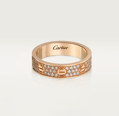 [⭐Sparkve]LOVE RING 4mm-wide full-diamond ring Rose Gold
