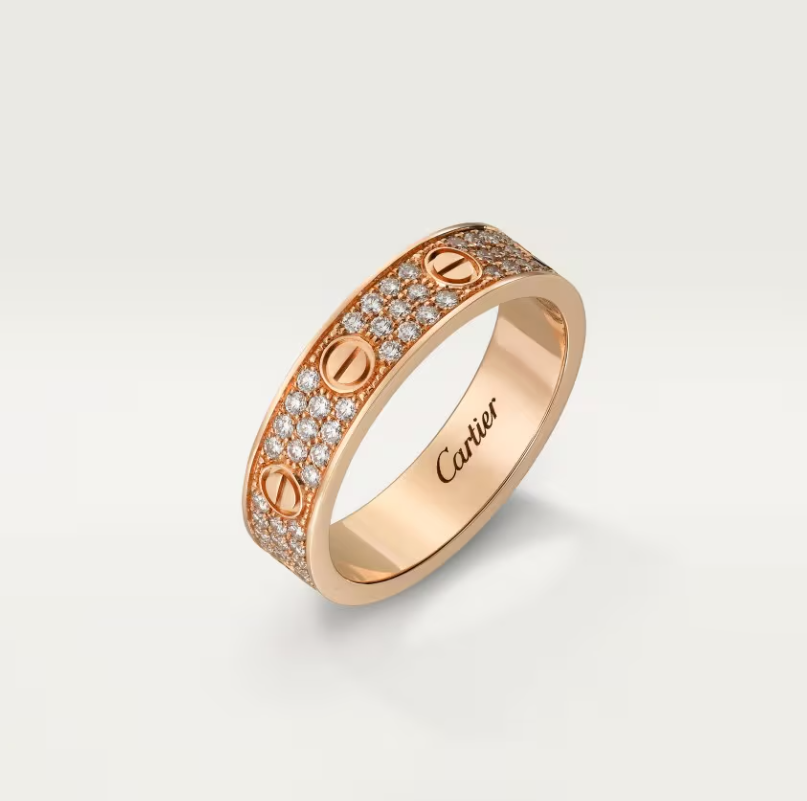 [⭐Sparkve]LOVE RING 4mm-wide full-diamond ring Rose Gold