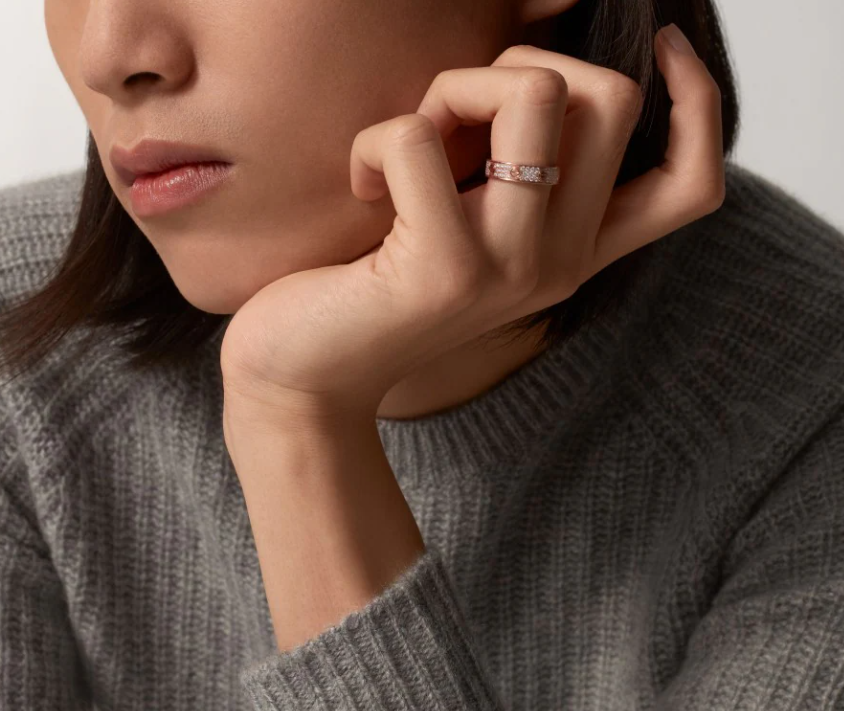 [⭐Sparkve]LOVE RING 4mm-wide full-diamond ring Rose Gold