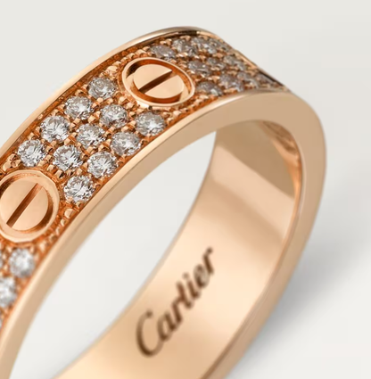 [⭐Sparkve]LOVE RING 4mm-wide full-diamond ring Rose Gold