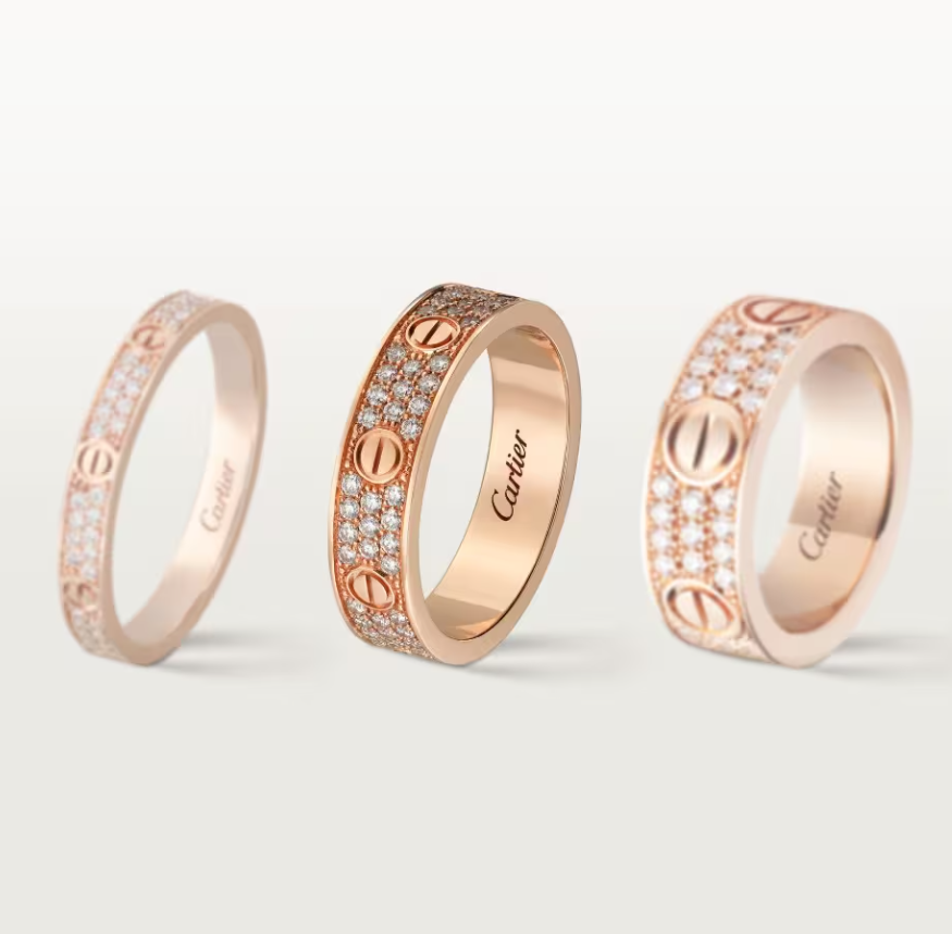 [⭐Sparkve]LOVE RING 4mm-wide full-diamond ring Rose Gold
