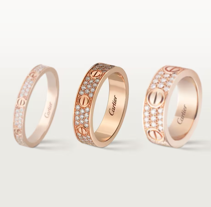 [⭐Sparkve]LOVE RING 4mm-wide full-diamond ring Rose Gold