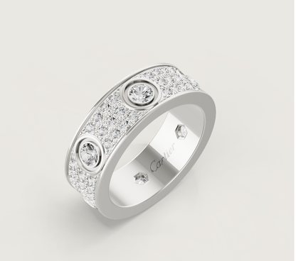 [⭐Sparkve]LOVE RING 6.5MM Full Diamond, 6 Major Diamonds Silver