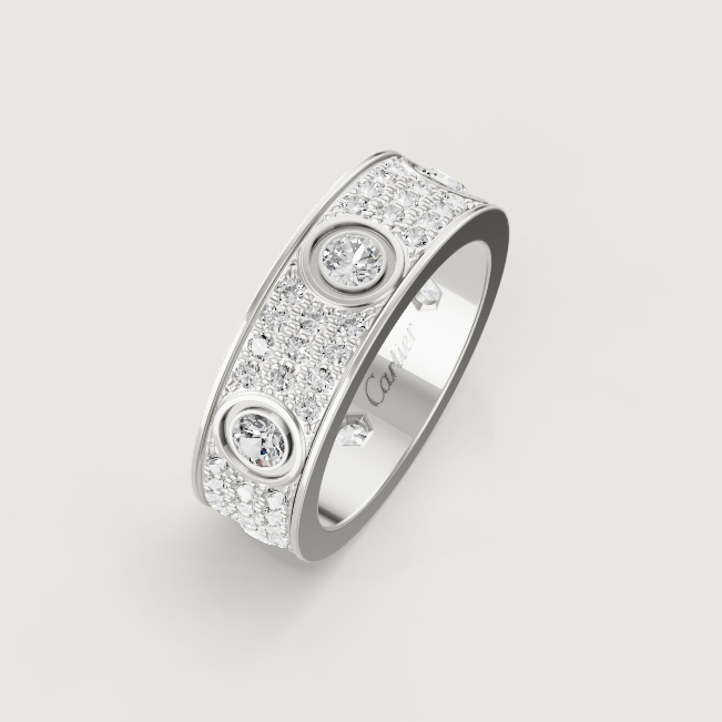 [⭐Sparkve]LOVE RING 6.5MM Full Diamond, 6 Major Diamonds Silver