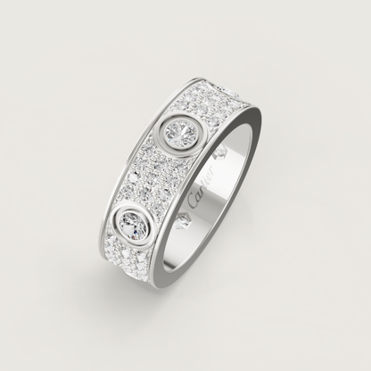 [⭐Sparkve]LOVE RING 6.5MM Full Diamond, 6 Major Diamonds Silver