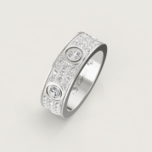 [⭐Sparkve]LOVE RING 6.5MM Full Diamond, 6 Major Diamonds Silver