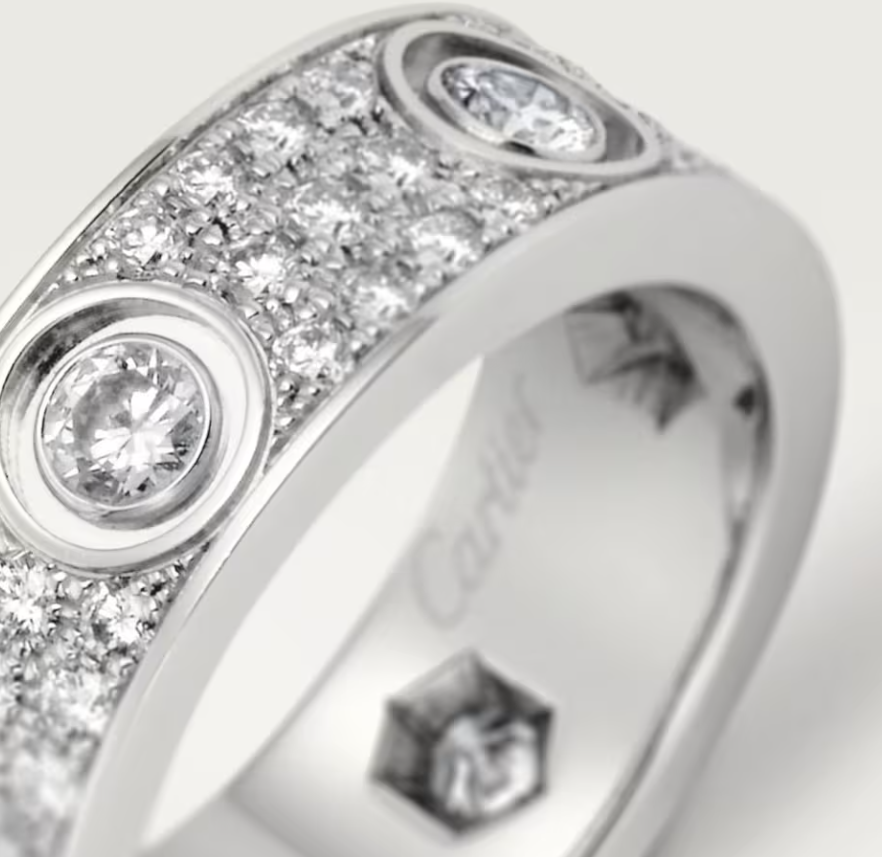 [⭐Sparkve]LOVE RING 6.5MM Full Diamond, 6 Major Diamonds Silver