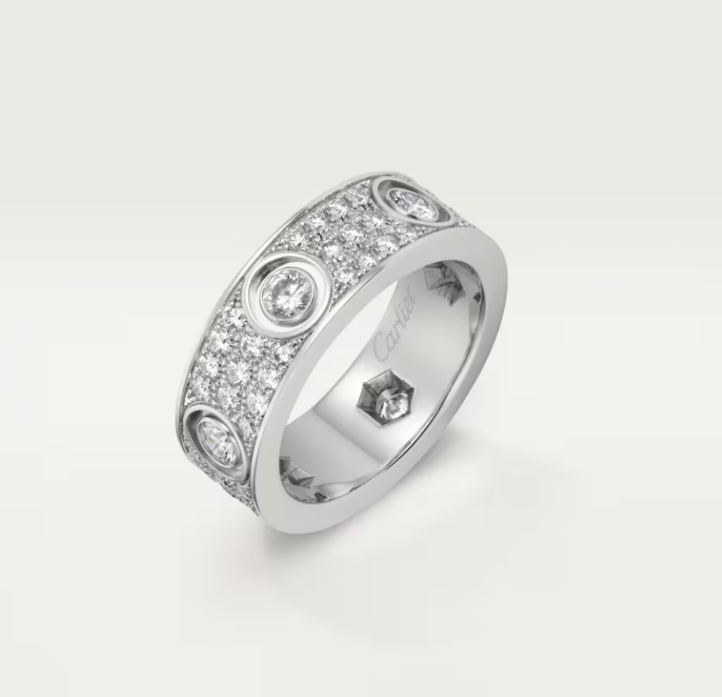 [⭐Sparkve]LOVE RING 6.5MM Full Diamond, 6 Major Diamonds Silver