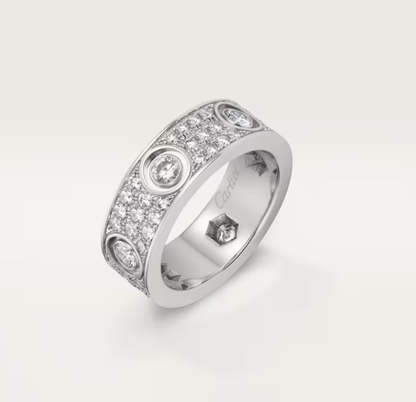 [⭐Sparkve]LOVE RING 6.5MM Full Diamond, 6 Major Diamonds Silver