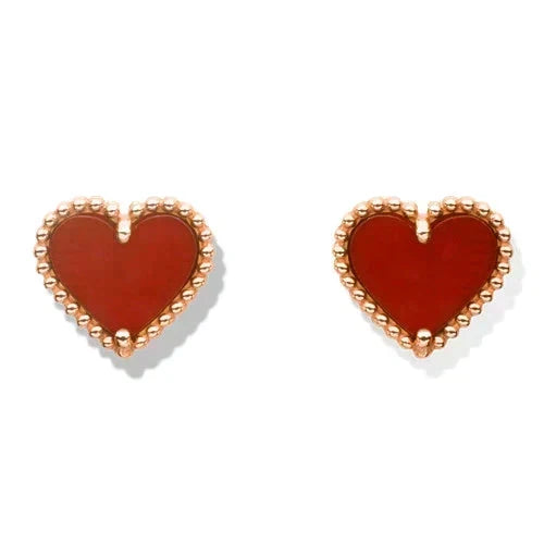 [⭐Sparkve]HEART CARNELIAN STUD EARRINGS
