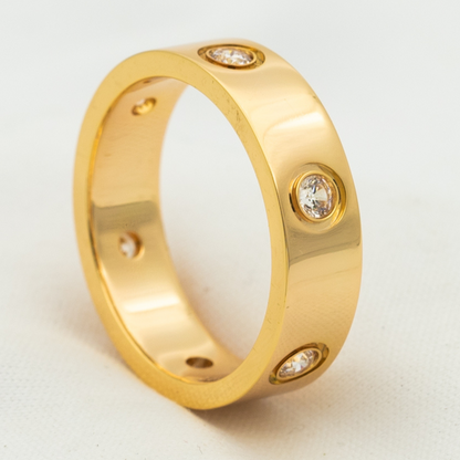 [⭐Sparkve]LOVE RING 5.5MM 6 DIAMONDS PINK GOLD