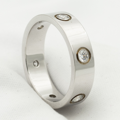 [⭐Sparkve]LOVE RING 5.5MM 6 DIAMONDS SILVER