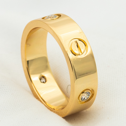 [⭐Sparkve]LOVE RING 5.5MM 3 DIAMONDS PINK GOLD