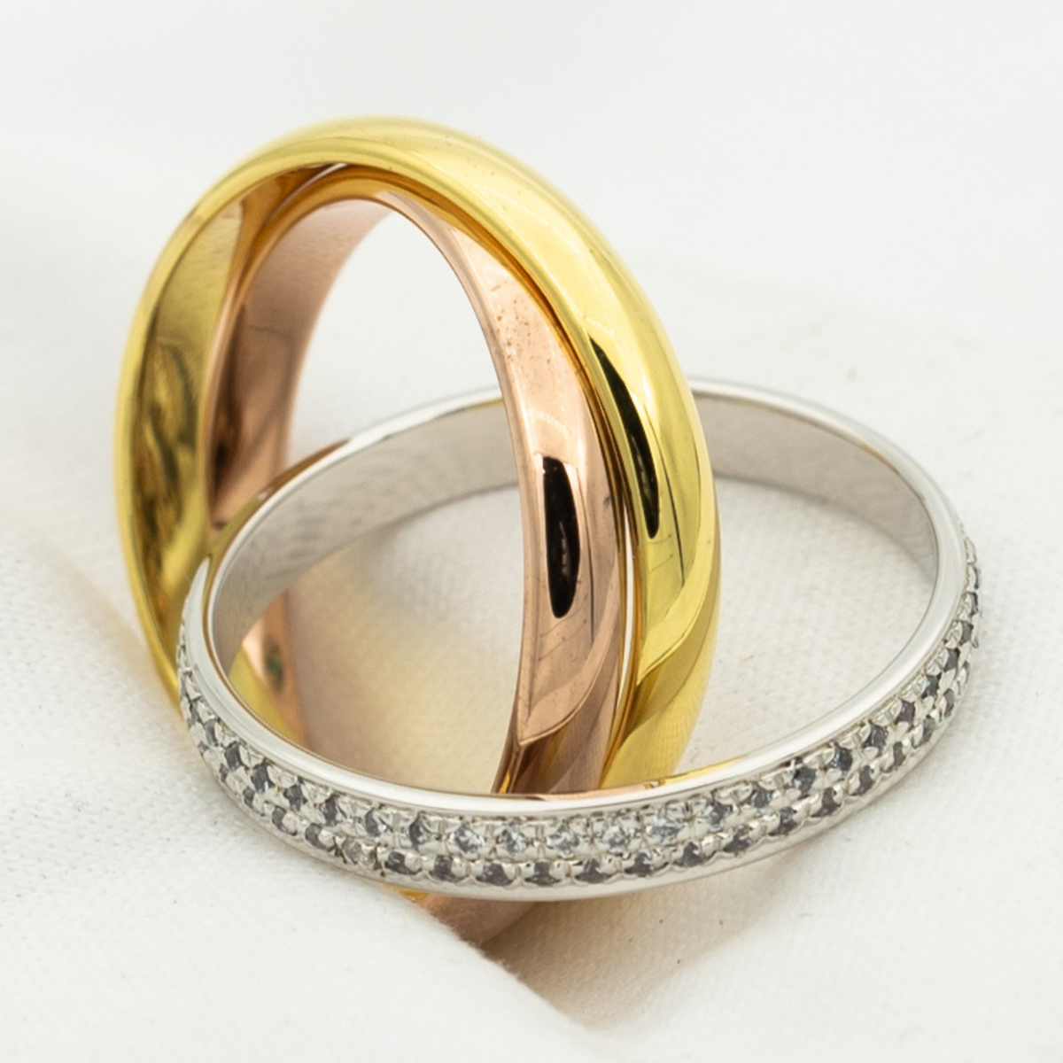 [⭐Sparkve Jewelry]TRINITY RING GOLD PINK GOLD SILVER DIAMONDS