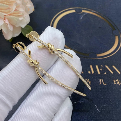 [⭐Sparkve Jewels]KNOT DROP EARRINGS IN YELLOW GOLD WITH DIAMONDS