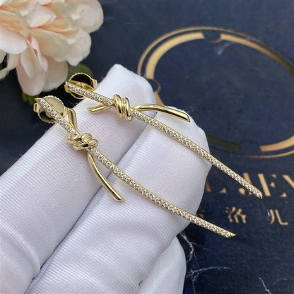 [⭐Sparkve Jewels]KNOT DROP EARRINGS IN YELLOW GOLD WITH DIAMONDS