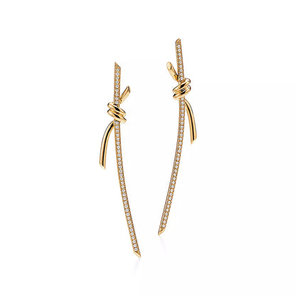 [⭐Sparkve Jewels]KNOT DROP EARRINGS IN YELLOW GOLD WITH DIAMONDS