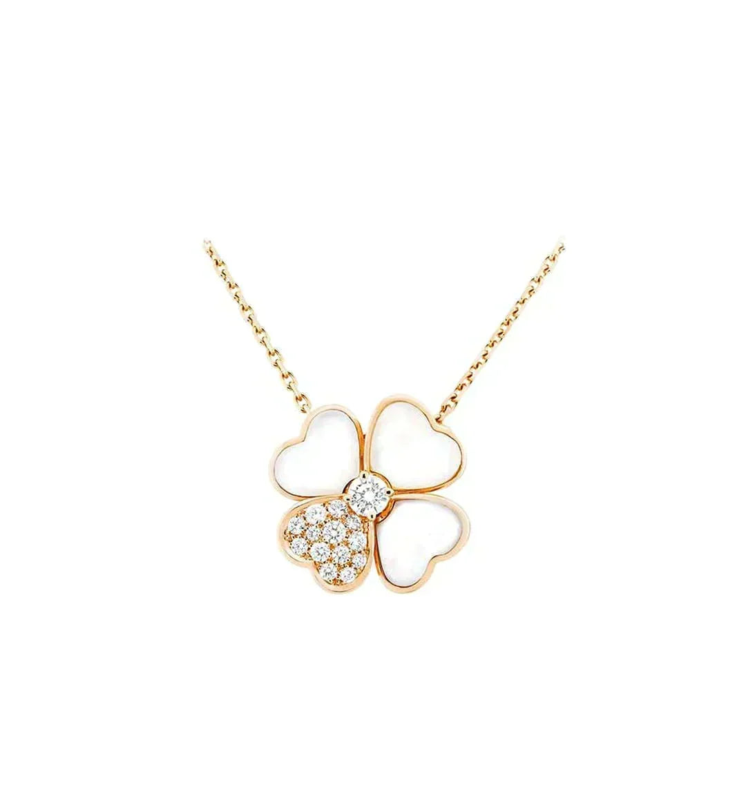 [⭐Sparkve]CLOVER MOP DIAMOND ROSE GOLD NECKLACE