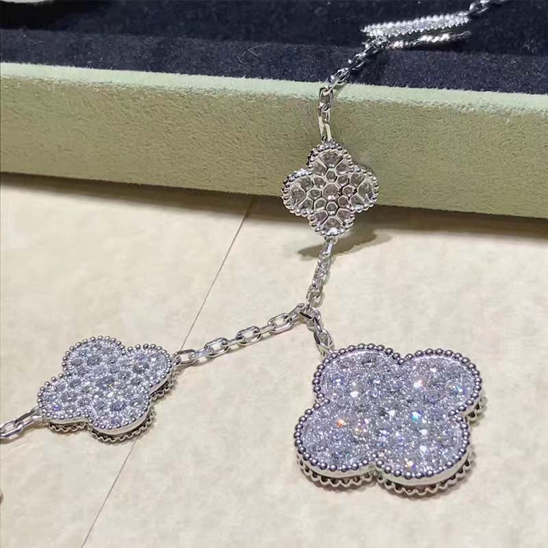 [⭐Sparkve]CLOVER 6 MOTIFS SILVER DIAMOND BRACELET