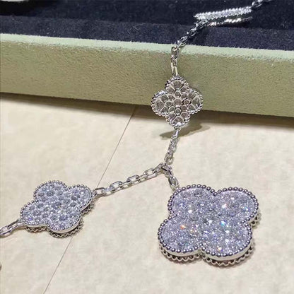[⭐Sparkve]CLOVER 6 MOTIFS SILVER DIAMOND BRACELET