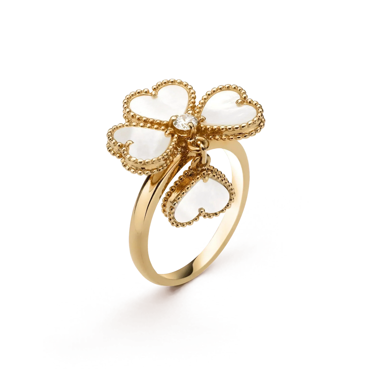 [⭐Sparkve]SWEET CLOVER WHITE MOP RING