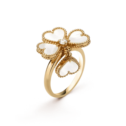 [⭐Sparkve]SWEET CLOVER WHITE MOP RING