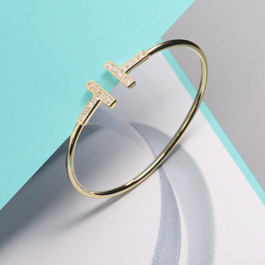 [⭐Sparkve Jewels]T BRACELET 1.8MM GOLD DIAMOND